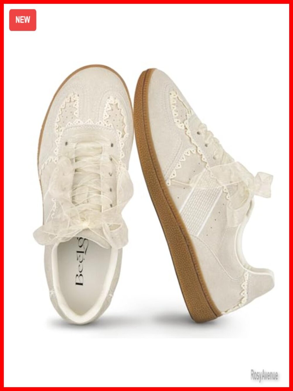 Women's Lace-Up Sneakers with Ribbon Laces and Memory Foam